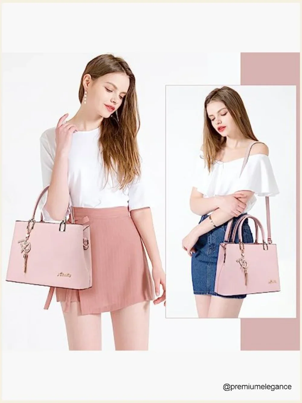 PU Leather Top Handle Satchel Tote Shoulder Crossbody Bag